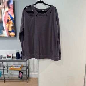bp Greyish/light Purple Distressed Pullover Sweatshirt